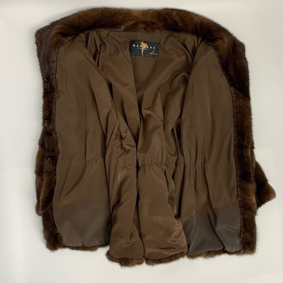Manakas Frankfurt Germany Genuine Natural Mink brown Fur Coat Sz 44 US XL - Picture 10 of 17